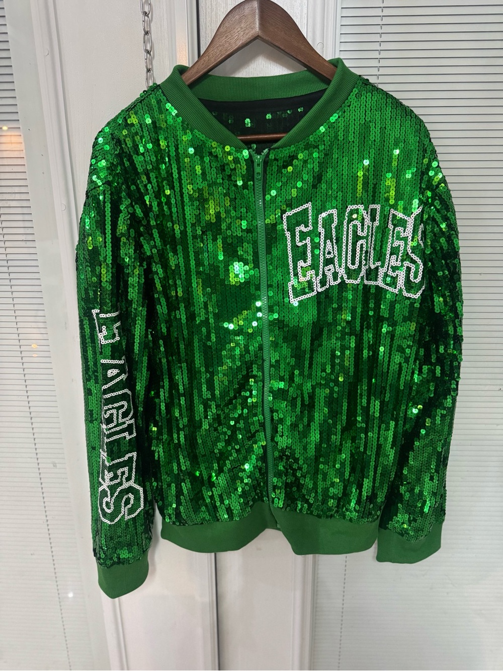 Women’s Sequin Philadelphia Eagles' Bomber Jacket - Green